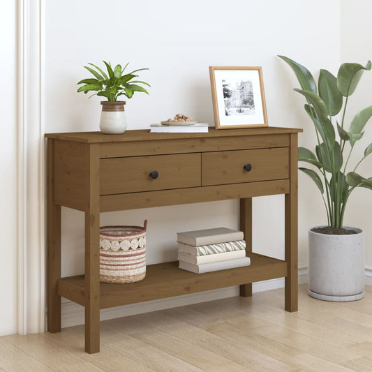 vidaXL Console Table Honey Brown 100x35x75 cm Solid Wood Pine