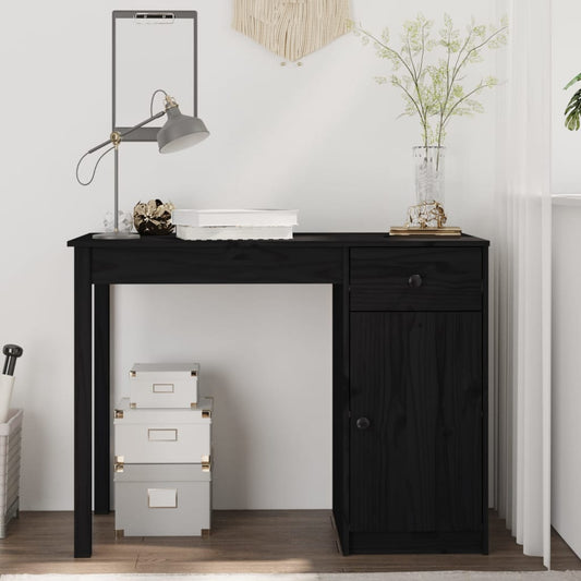 vidaXL Desk Black 100x50x75 cm Solid Wood Pine