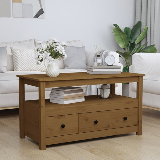 vidaXL Coffee Table Honey Brown 102x49x55 cm Solid Wood Pine