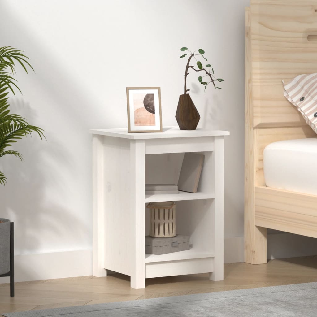 vidaXL Bedside Cabinet White 40x35x55 cm Solid Wood Pine