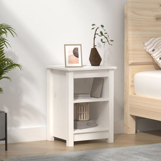 vidaXL Bedside Cabinet White 40x35x55 cm Solid Wood Pine