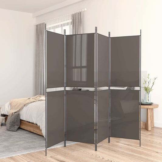 vidaXL 4-Panel Room Divider Anthracite 200x180 cm Fabric