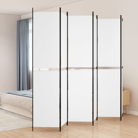 vidaXL 6-Panel Room Divider White 300x220 cm Fabric