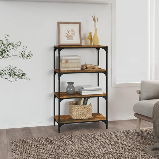 vidaXL Book Cabinet Smoked Oak 60x33x100 cm Engineered Wood and Steel