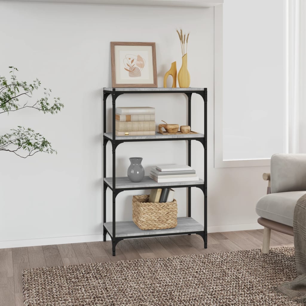 vidaXL Book Cabinet Grey Sonoma 60x33x100 cm Engineered Wood and Steel