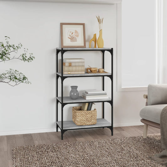 vidaXL Book Cabinet Grey Sonoma 60x33x100 cm Engineered Wood and Steel
