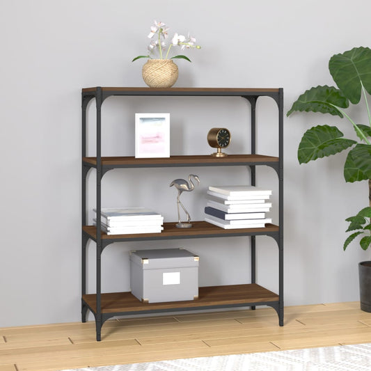 vidaXL Book Cabinet Brown Oak 80x33x100 cm Engineered Wood and Steel