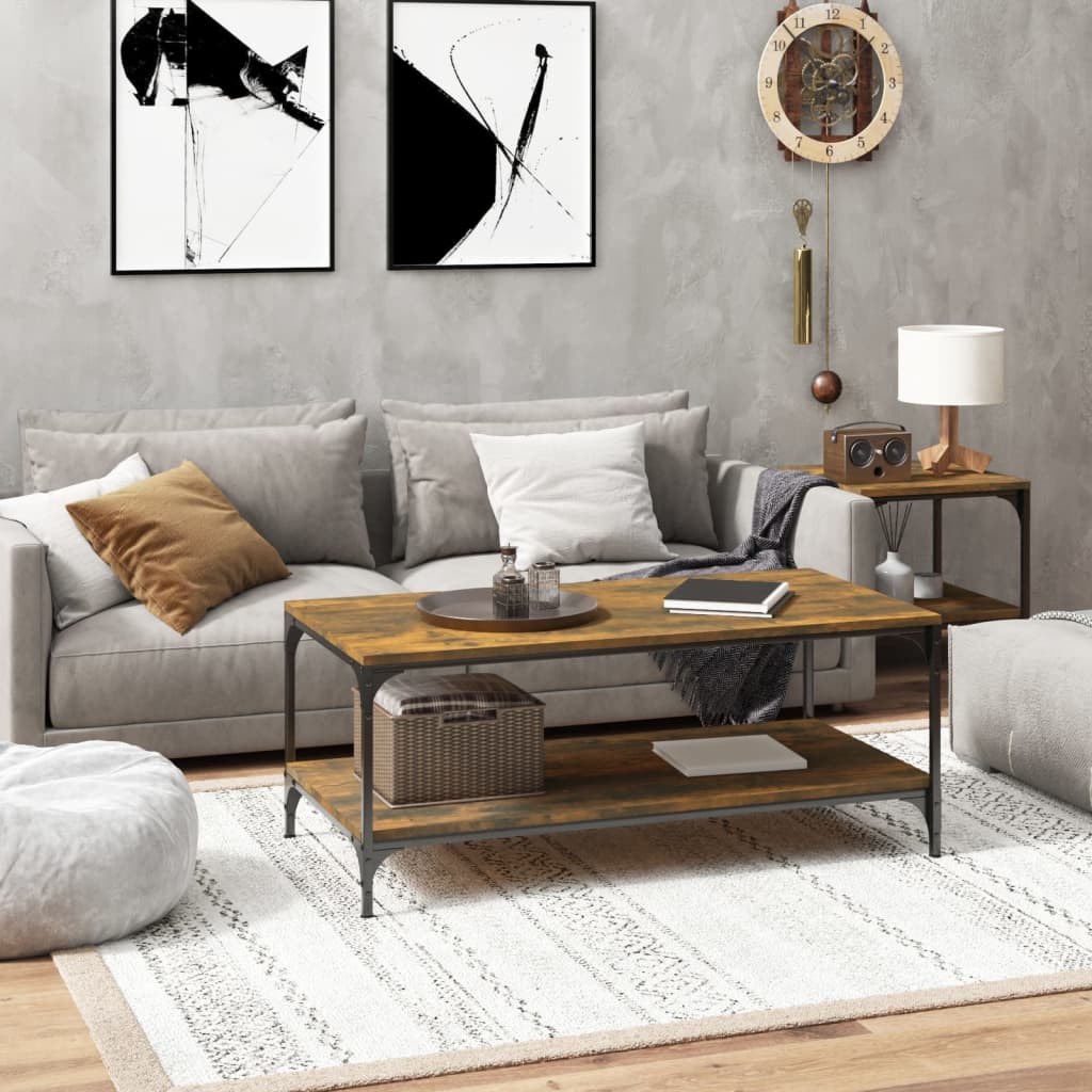 vidaXL Coffee Table Smoked Oak 100x50x40 cm Engineered Wood