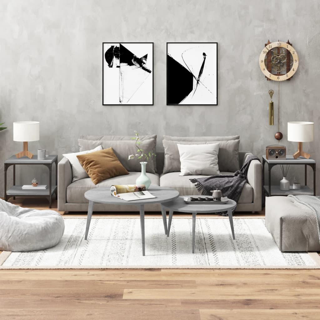 vidaXL Side Tables 2 pcs Grey Sonoma 40x40x40 cm Engineered Wood