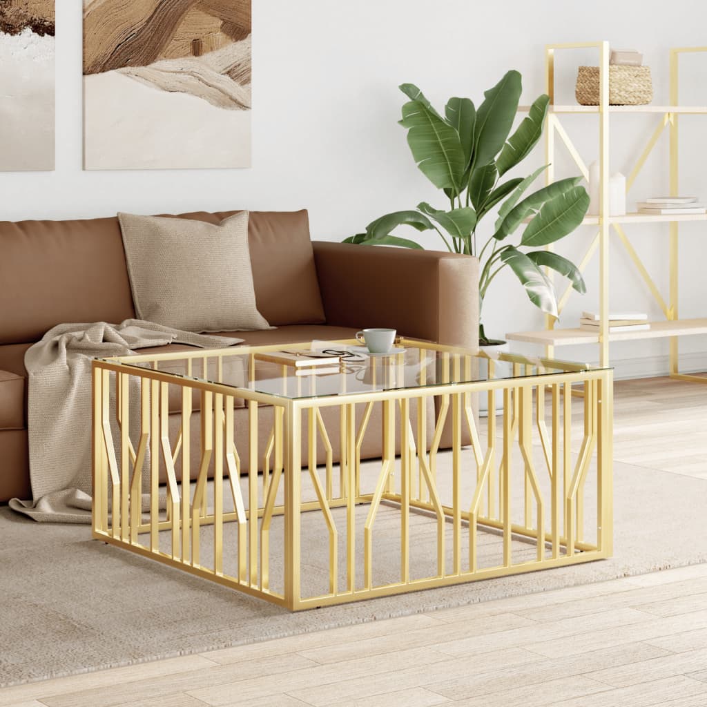 vidaXL Coffee Table 100x100x50 cm Stainless Steel and Glass