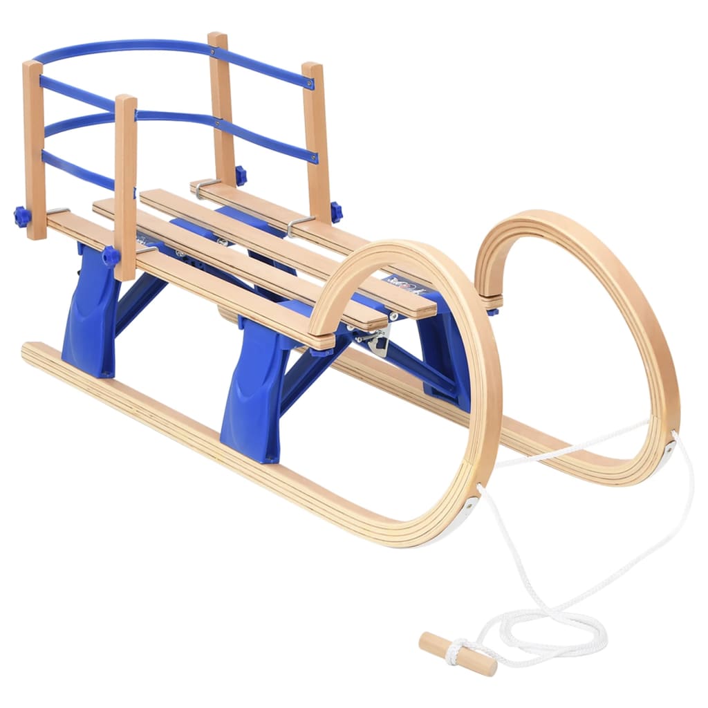 vidaXL Foldable Sledge with Backrest 110 cm Plywood