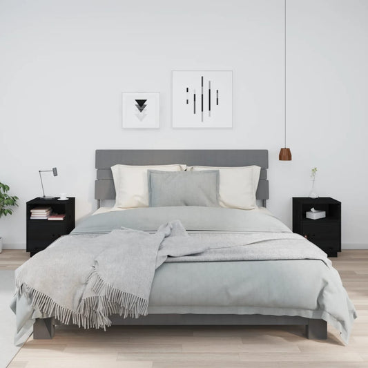 vidaXL Bedside Cabinets 2 pcs Black 40x34x55 cm Solid Wood Pine