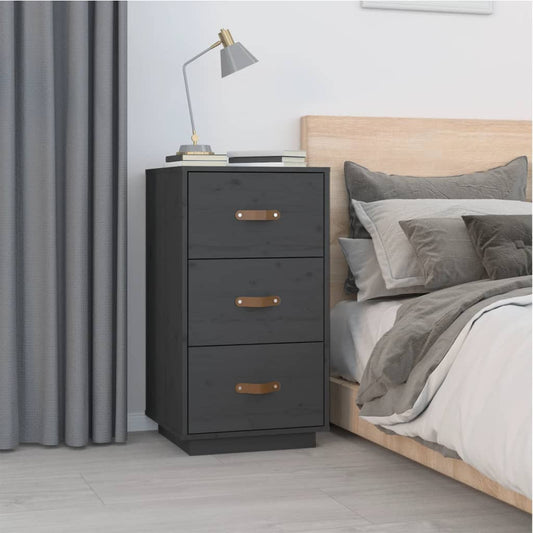 vidaXL Bedside Cabinet Grey 40x40x75 cm Solid Wood Pine