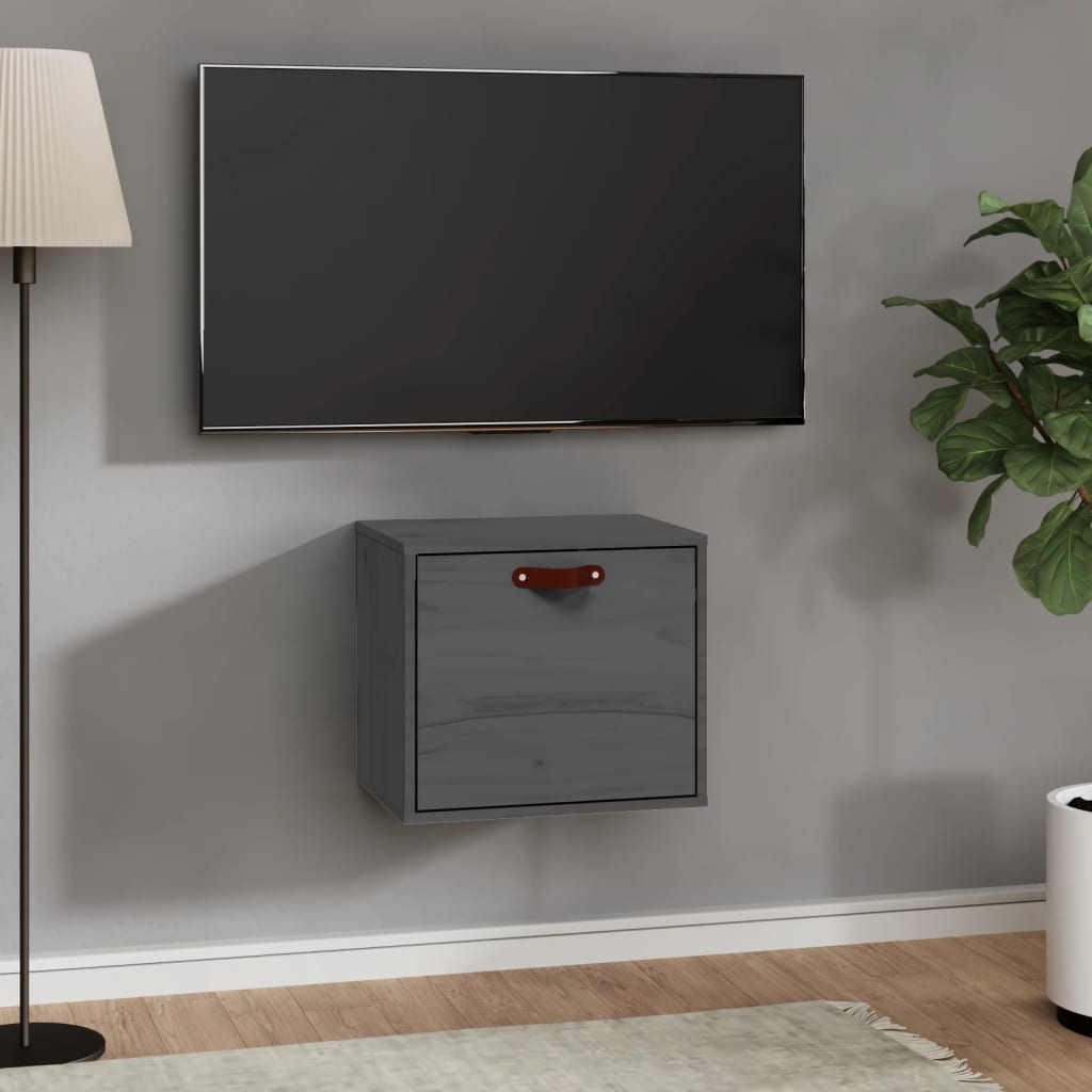 vidaXL Wall Cabinet Grey 40x30x35 cm Solid Wood Pine