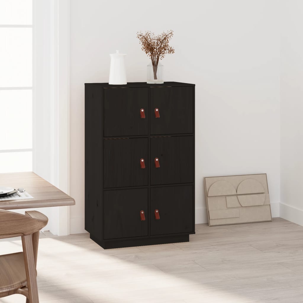 vidaXL Highboard Black 67x40x108.5 cm Solid Wood Pine