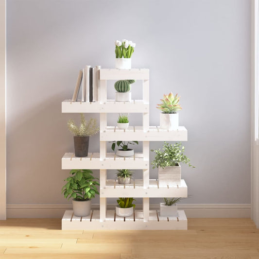 vidaXL Plant Stand White 85x25x109.5 cm Solid Wood Pine