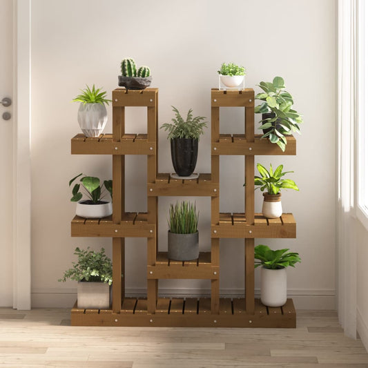 vidaXL Plant Stand Honey Brown 104.5x25x109.5 cm Solid Wood Pine
