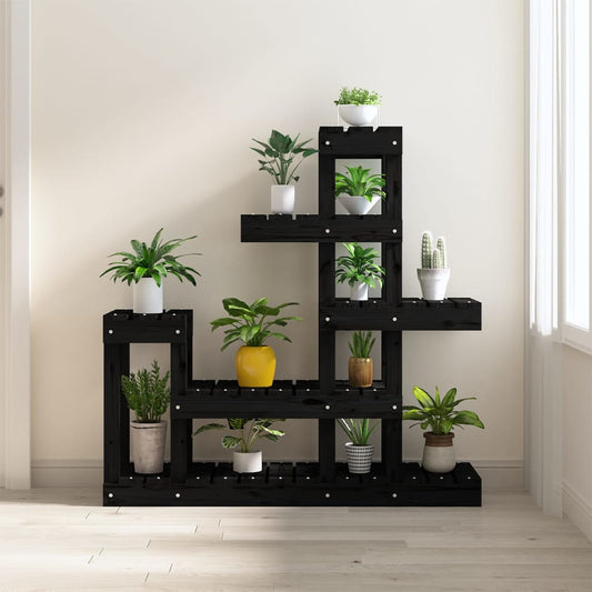 vidaXL Plant Stand Black 92x25x97 cm Solid Wood Pine
