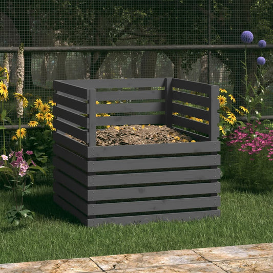 vidaXL Composter Grey 80x80x78 cm Solid Wood Pine