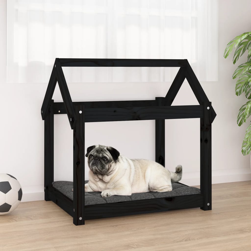 vidaXL Dog Bed Black 71x55x70 cm Solid Wood Pine