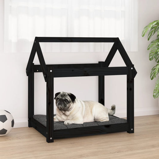 vidaXL Dog Bed Black 71x55x70 cm Solid Wood Pine
