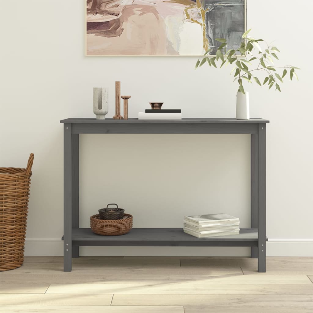 vidaXL Console Table Grey 110x40x80 cm Solid Wood Pine