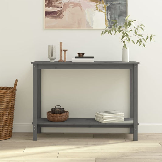 vidaXL Console Table Grey 110x40x80 cm Solid Wood Pine