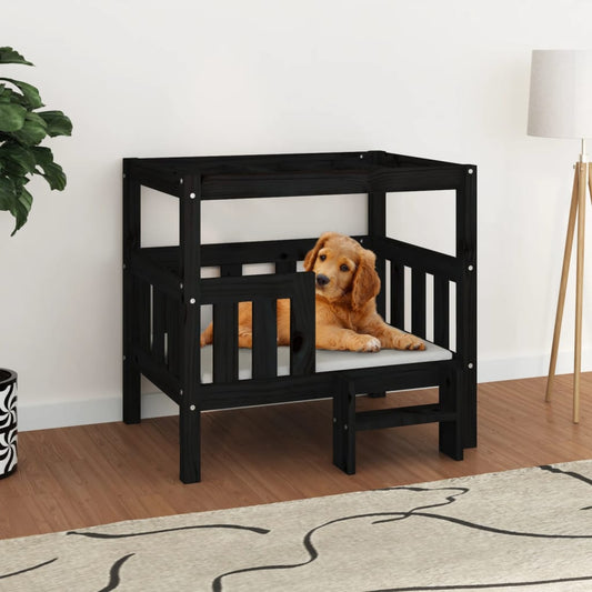 vidaXL Dog Bed Black 75.5x63.5x70 cm Solid Wood Pine