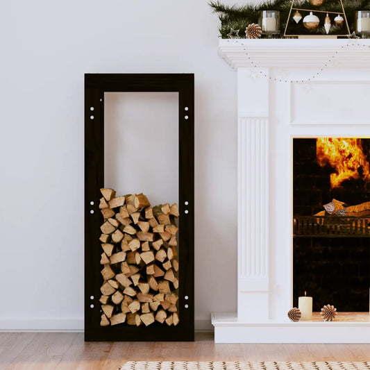 vidaXL Firewood Rack Black 41x25x100 cm Solid Wood Pine