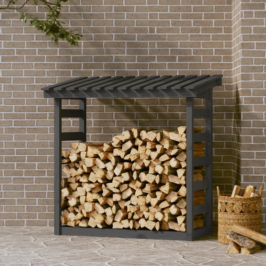 vidaXL Firewood Rack Grey 108x64.5x110 cm Solid Wood Pine