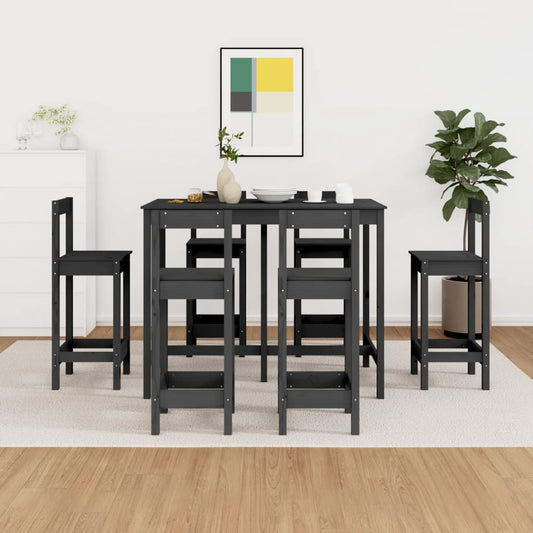 vidaXL 7 Piece Bar Set Grey Solid Wood Pine