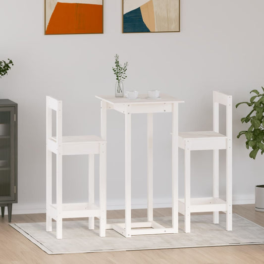 vidaXL 3 Piece Bar Set White Solid Wood Pine