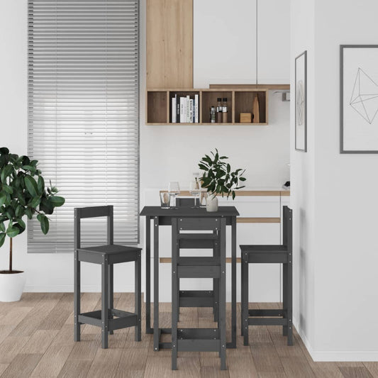 vidaXL 5 Piece Bar Set Grey Solid Wood Pine