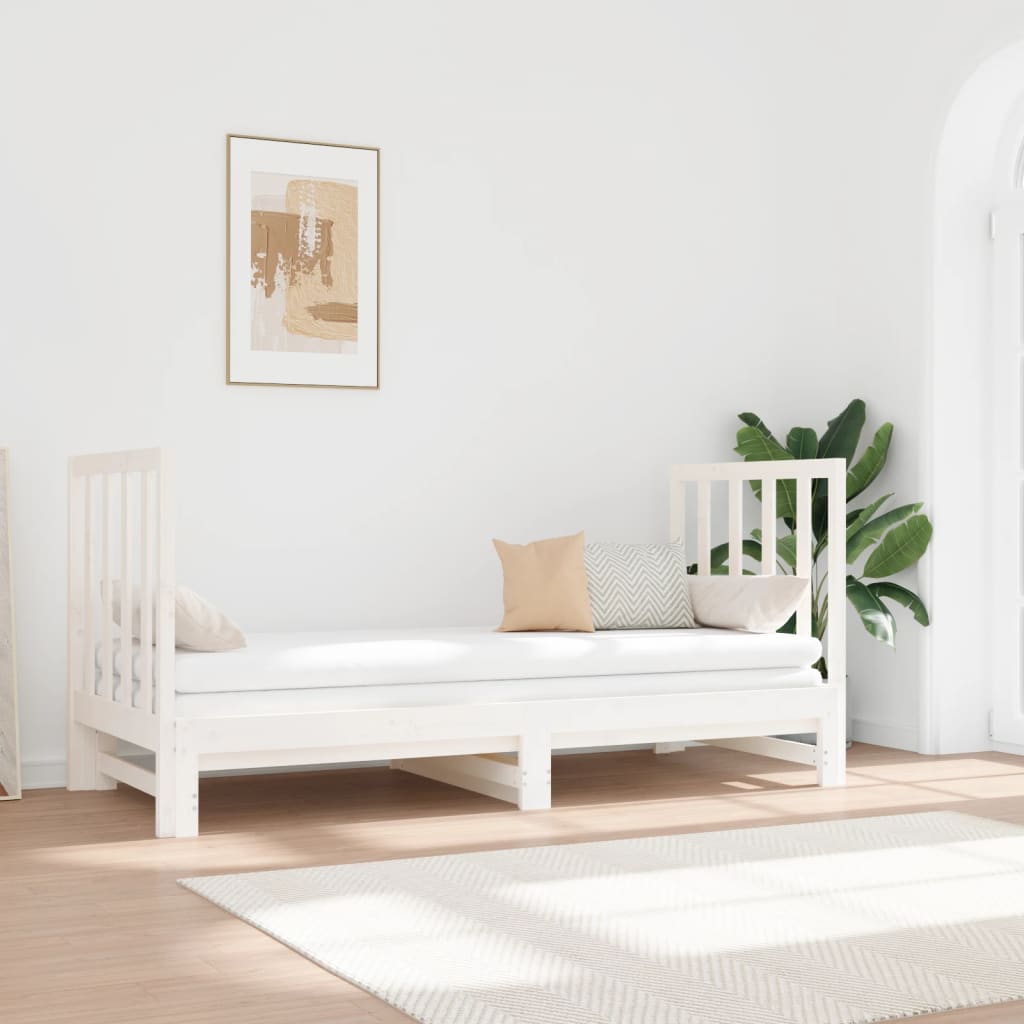 vidaXL Pull-out Day Bed White 2x(90x190) cm Solid Wood Pine