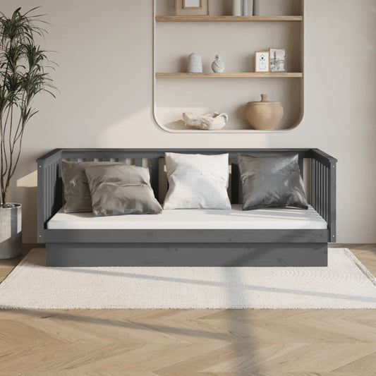 vidaXL Day Bed Grey 90x200 cm Solid Wood Pine