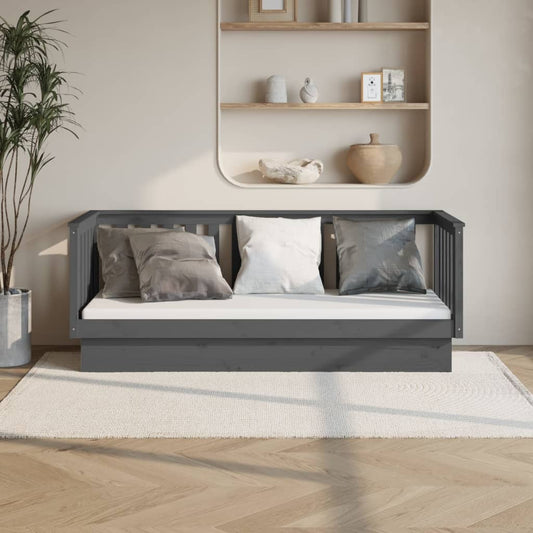 vidaXL Day Bed Grey 75x190 cm Solid Wood Pine
