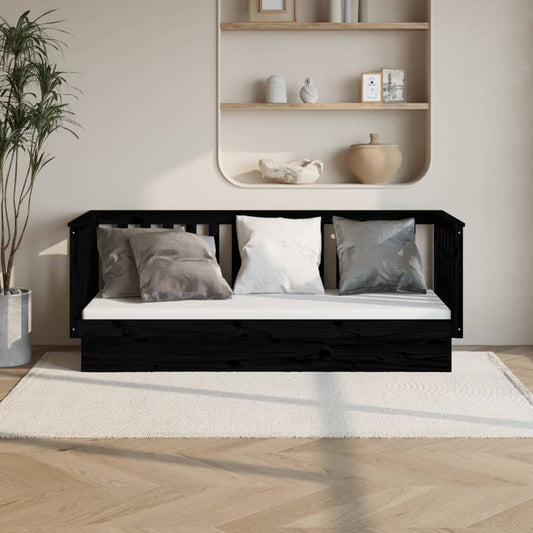 vidaXL Day Bed Black 90x190 cm Solid Wood Pine