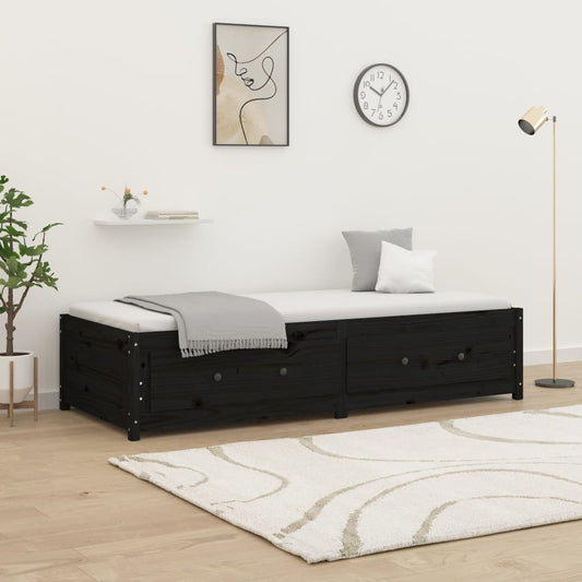 vidaXL Day Bed Black 90x200 cm Solid Wood Pine