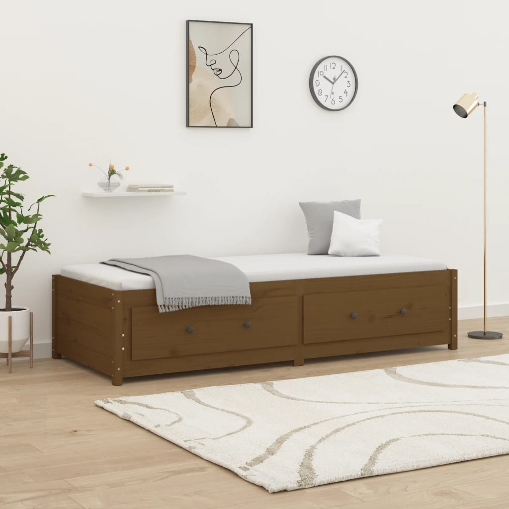 vidaXL Day Bed Honey Brown 90x190 cm Single Solid Wood Pine