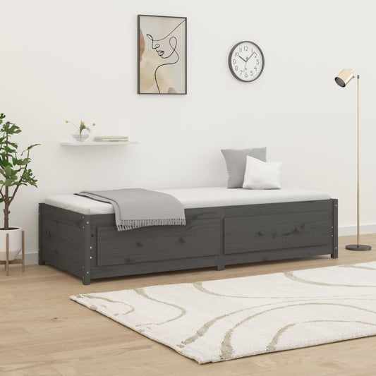 vidaXL Day Bed Grey 75x190 cm Small Single Solid Wood Pine