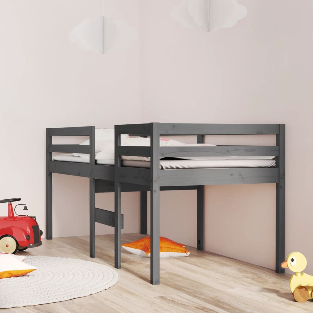 vidaXL High Sleeper Bed Grey 80x200 cm Solid Wood Pine