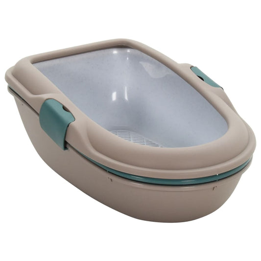 vidaXL Cat Litter Tray Brown and White 59x39x22 cm PP