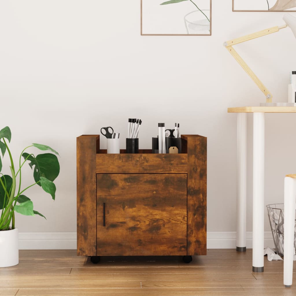 vidaXL Desk Trolley Smoked Oak 60x45x60 cm Engineered Wood