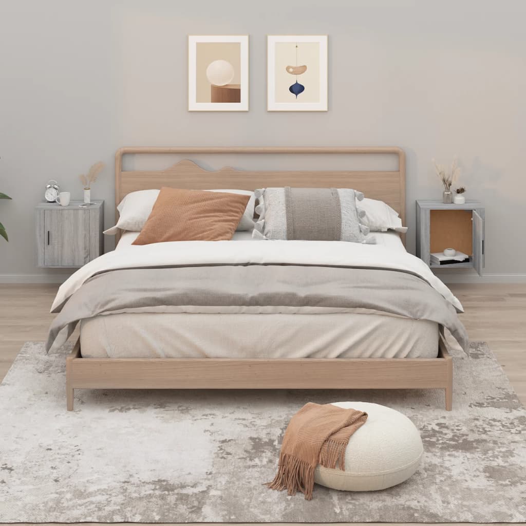 vidaXL Wall-mounted Bedside Cabinets 2 pcs Grey Sonoma 50x30x47 cm