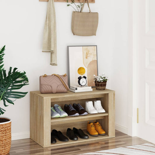 vidaXL Shoe Rack Sonoma Oak 75x35x45 cm Engineered Wood