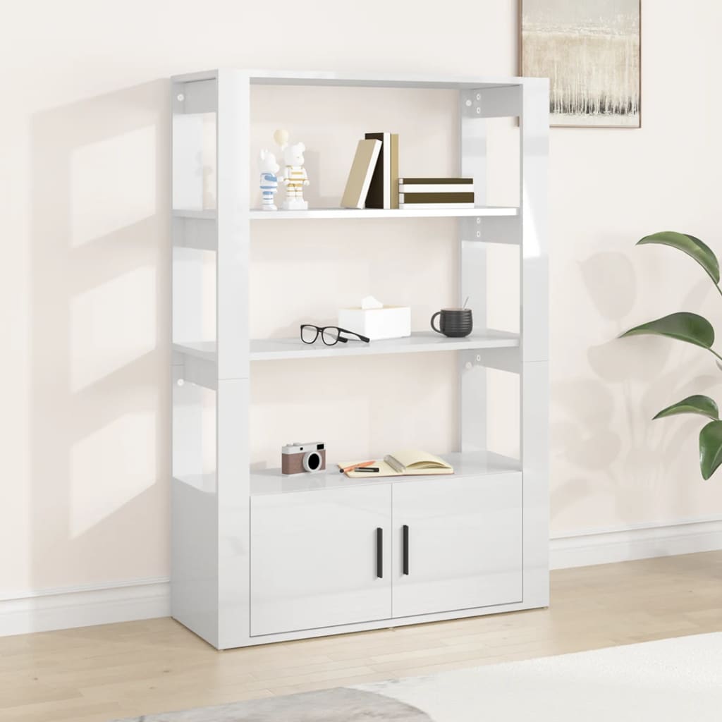 vidaXL Sideboard High Gloss White 80x30x119.5 cm Engineered Wood