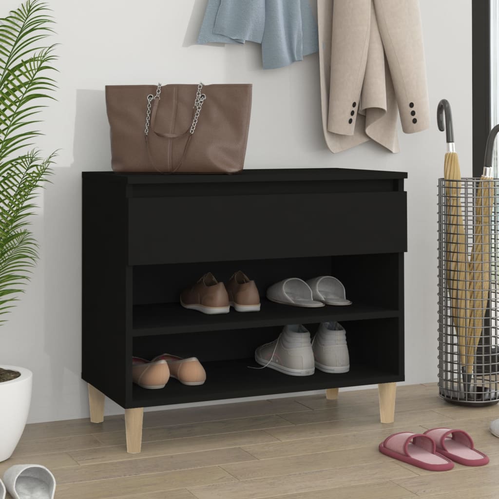 vidaXL Shoe Cabinet Black 70x36x60 cm Engineered Wood