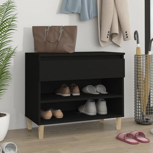 vidaXL Shoe Cabinet Black 70x36x60 cm Engineered Wood