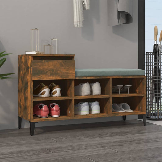 vidaXL Shoe Cabinet Smoked Oak 102x36x60 cm Engineered Wood