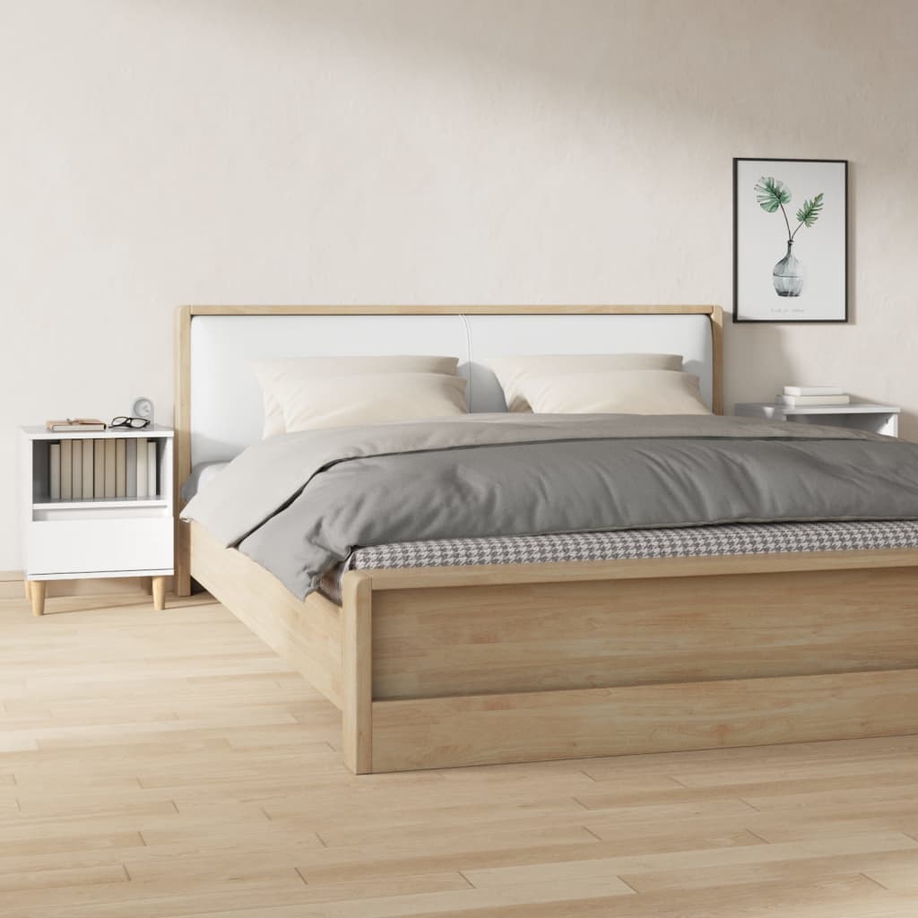 vidaXL Bedside Cabinets 2 pcs High Gloss White 40x35x50 cm